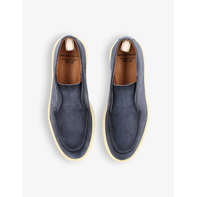 Shop Officine Creative Bones Slip-on Suede Boots In Navy