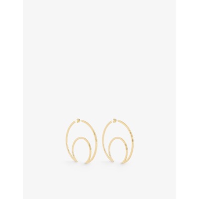 Shop Marine Serre Womens Gold Moon Gold-tone Recycled-brass Hoop Earrings