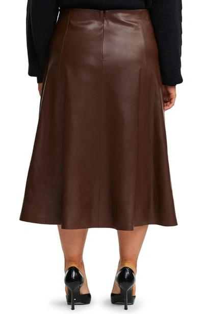 Shop Estelle Ashdown Faux Leather A-line Skirt In Chocolate
