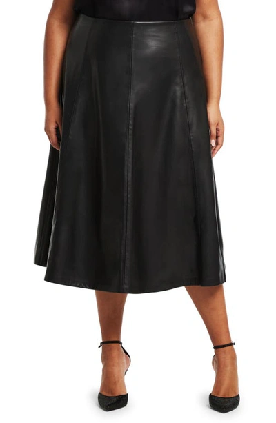 Shop Estelle Ashdown Faux Leather A-line Skirt In Black