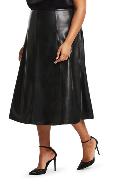 Estelle Ashdown Faux Leather A-line Skirt In Black