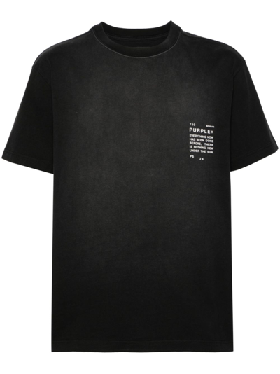 Shop Purple Brand Black Slogan-print Cotton T-shirt