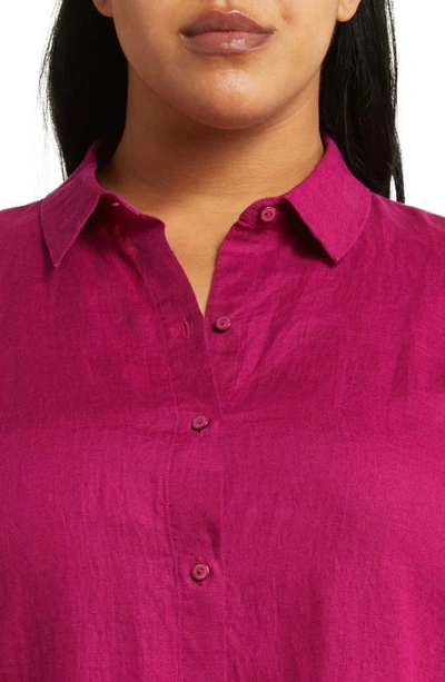 Shop Eileen Fisher Classic Easy Organic Linen Button-up Shirt In Rhapsody