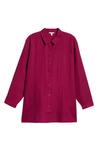 Shop Eileen Fisher Classic Easy Organic Linen Button-up Shirt In Rhapsody