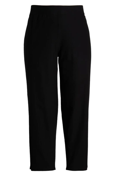 Shop Eileen Fisher Knit Ankle Straight Leg Pants In Black