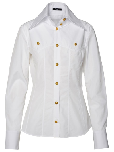 Shop Balmain Wester Buttoned Shirt In White