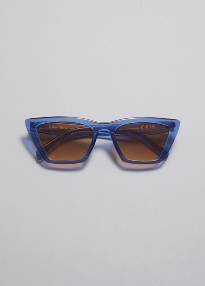 Shop Other Stories Angular Cat Eye Sunglasses In Blue