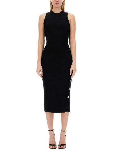 Shop Moschino Sleeveless Buttoned Dress In Black