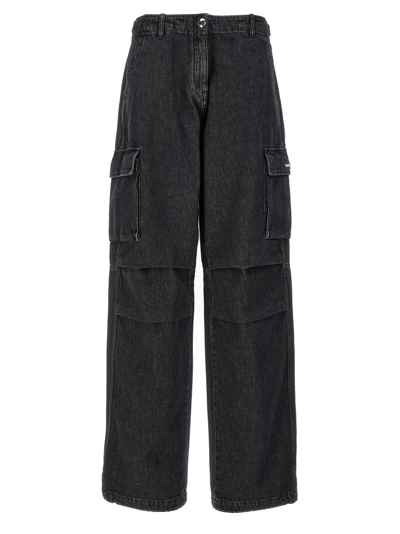 Shop Coperni Denim Wide Leg Cargo Jeans In Black