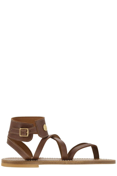 Shop Longchamp X K.jacques Cross Strap Sandals In Brown