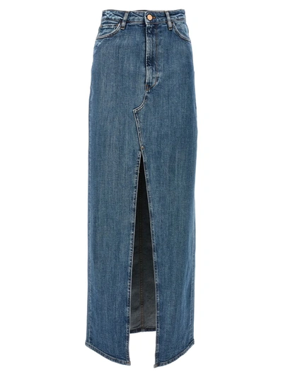 Shop 3x1 'elizabella Long' Skirt In Blue
