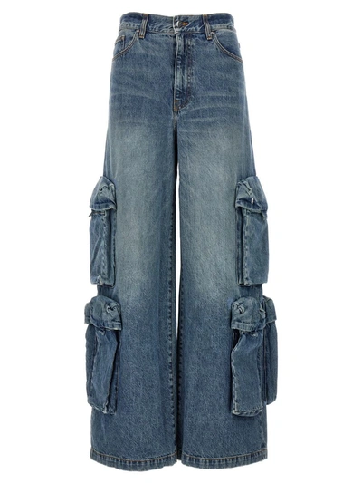 Shop Amiri 'baggy Cargo' Jeans In Blue