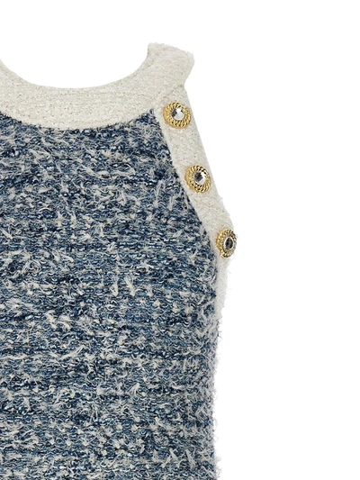Shop Balmain 'fringed Tweed' Dress In Multicolor