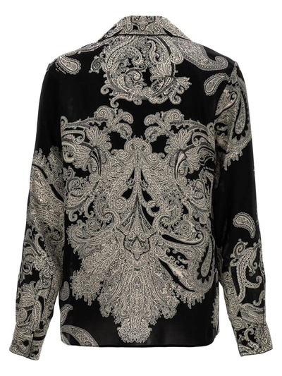 Shop Balmain Paisley Print Shirt In White/black