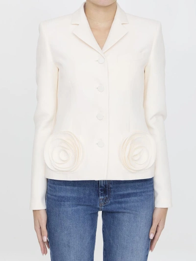 Shop Valentino Crepe Couture Jacket In Cream