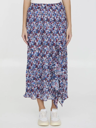 Shop Ganni Georgette Midi Skirt In Multicolor
