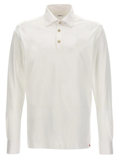 Shop Kiton Piqué Cotton Polo Shirt In White