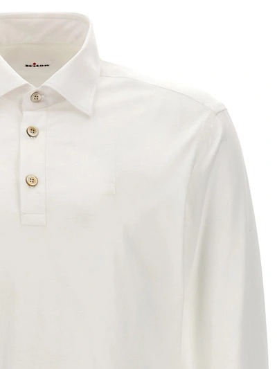 Shop Kiton Piqué Cotton Polo Shirt In White