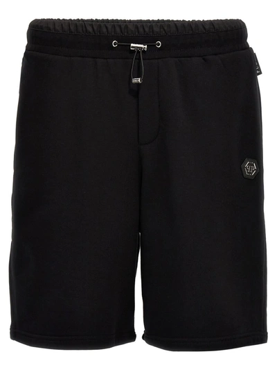 Shop Philipp Plein Logo Plaque Bermuda Shorts In Black