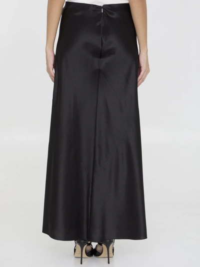 Saint Laurent Crepe Satin Long Skirt In Black