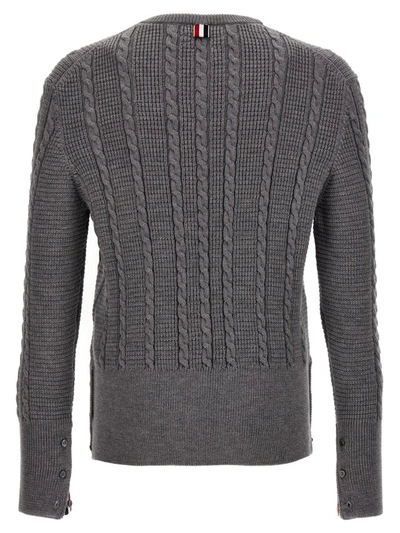Shop Thom Browne 'cable' Sweater In Gray