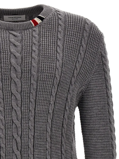 Shop Thom Browne 'cable' Sweater In Gray