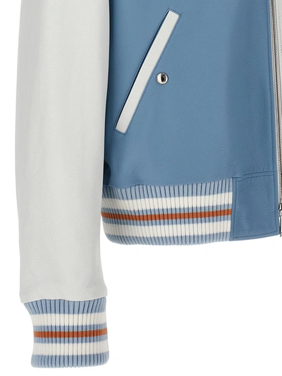 Shop Thom Browne Leather Bomber Jacket In Multicolor