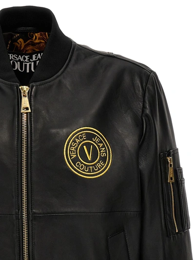 Shop Versace Jeans Couture 'v-emblem' Bomber Jacket In Black