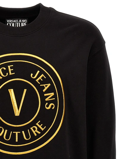 Shop Versace Jeans Couture Logo Embroidery Sweatshirt In Black