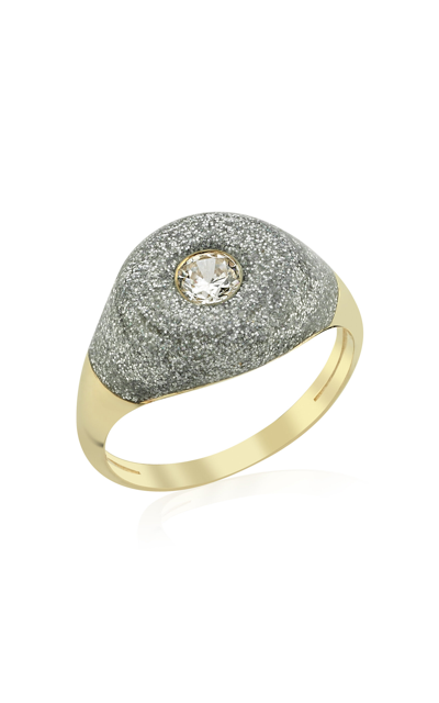 Shop Charms Company Bonbon Glittered 14k Yellow Gold Quartz Ring In Silver