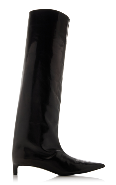 Shop Jil Sander Leather Knee Boots In Black