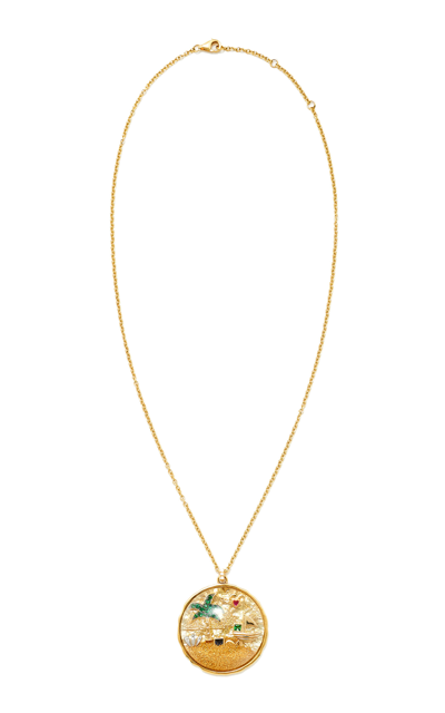 Shop Yvonne Léon Treasure Island 18k Yellow Gold Diamond; Multi-gem Pendant Necklace
