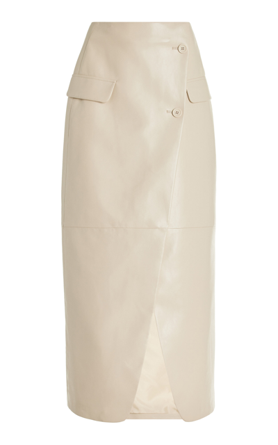 Shop The Frankie Shop Nan Wrapped Faux Leather Maxi Skirt In White