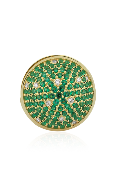 Shop Charms Company 14k Yellow Gold Tsavorite; Diamond Single Earring In Green