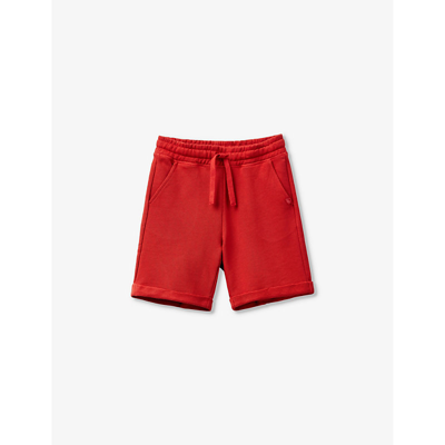 Shop Benetton Logo-embroidered Regular-fit Sweat Shorts 6-14 Years In Red