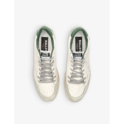 Golden Goose White Cow Leather Vamp Sneakers With Unique Used And Dirty Effect In Green Oth