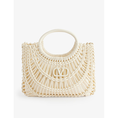 Shop Valentino Allknots Leather Tote Bag In Ivory