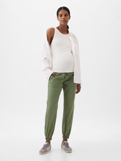 Shop Gap Maternity Full Panel Utility Joggers In Olive Green