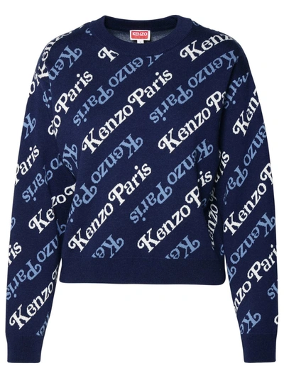 Shop Kenzo ' By Verdy' Sweater In Navy Wool Blend In Blue