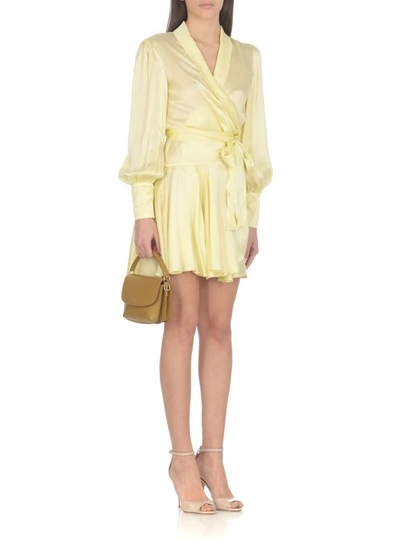 Shop Zimmermann Silk Wrap Mini Dress In Yellow