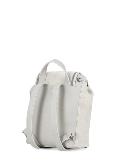 Shop Brunello Cucinelli Grey Suede Leather Backpack