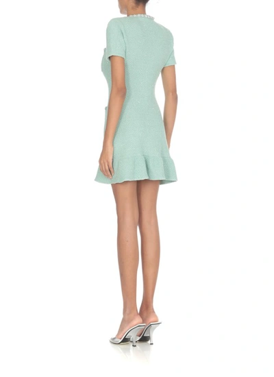 Self-portrait Embellished Sequined Knit Minidress In Green