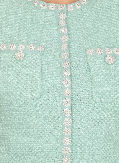 Shop Self-portrait Sequin Knit Mini Dress In Green