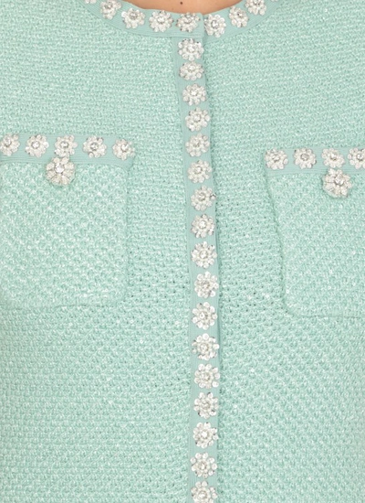 Self-portrait Embellished Sequined Knit Minidress In Green
