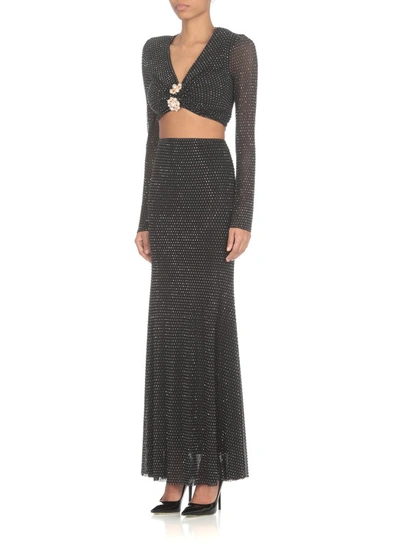 Shop Self-portrait Rhinestones Maxi Skirt In Black