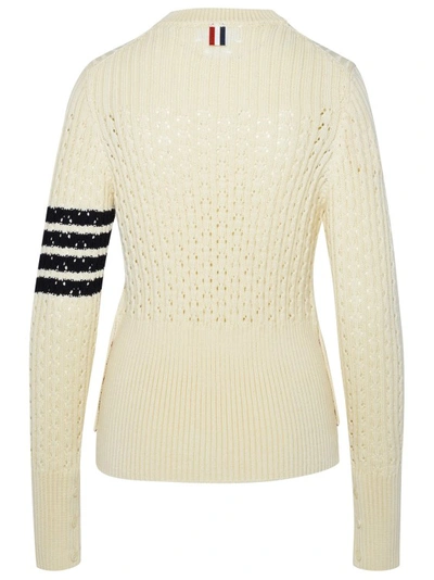 Shop Thom Browne Cream Virgin Wool Sweater In Neutrals