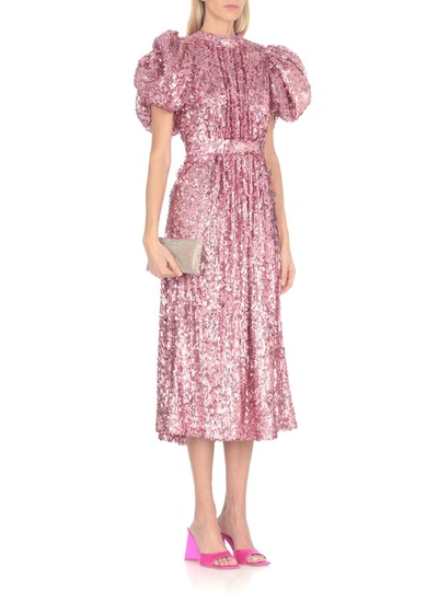 Shop Rotate Birger Christensen Dress With Paillettes In Pink