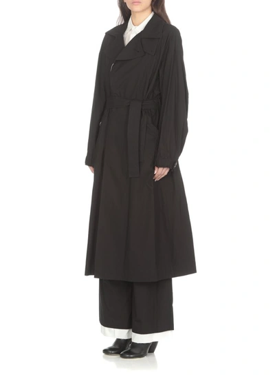 Shop Yohji Yamamoto Black Cotton Coat