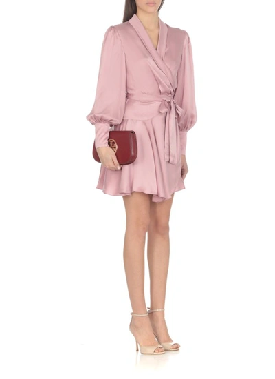 Shop Zimmermann Silk Wrap Mini Dress In Pink