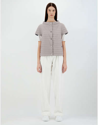 Herno Reversible Ecoage And Nylon Ultralight Cape In Black/grey